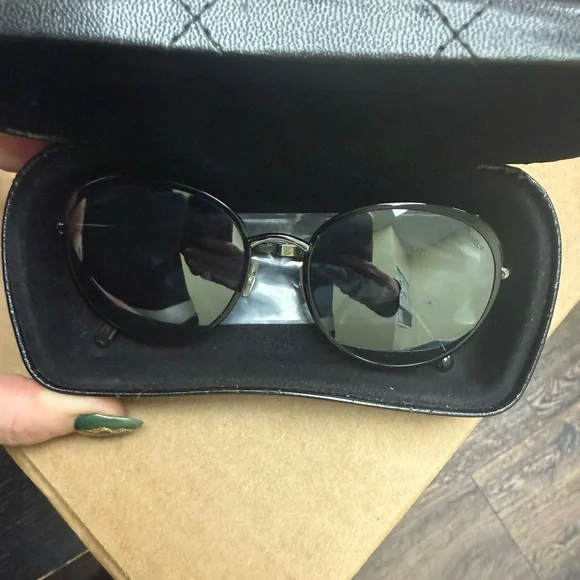 Chanel Women’s Dark Gray Frame Round Sunglasses - Picture 13 of 15